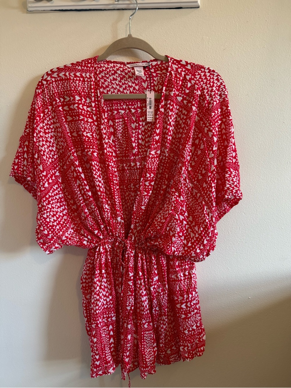 Victoria's Secret Vintage Heart Print Robe Kimono, NWT